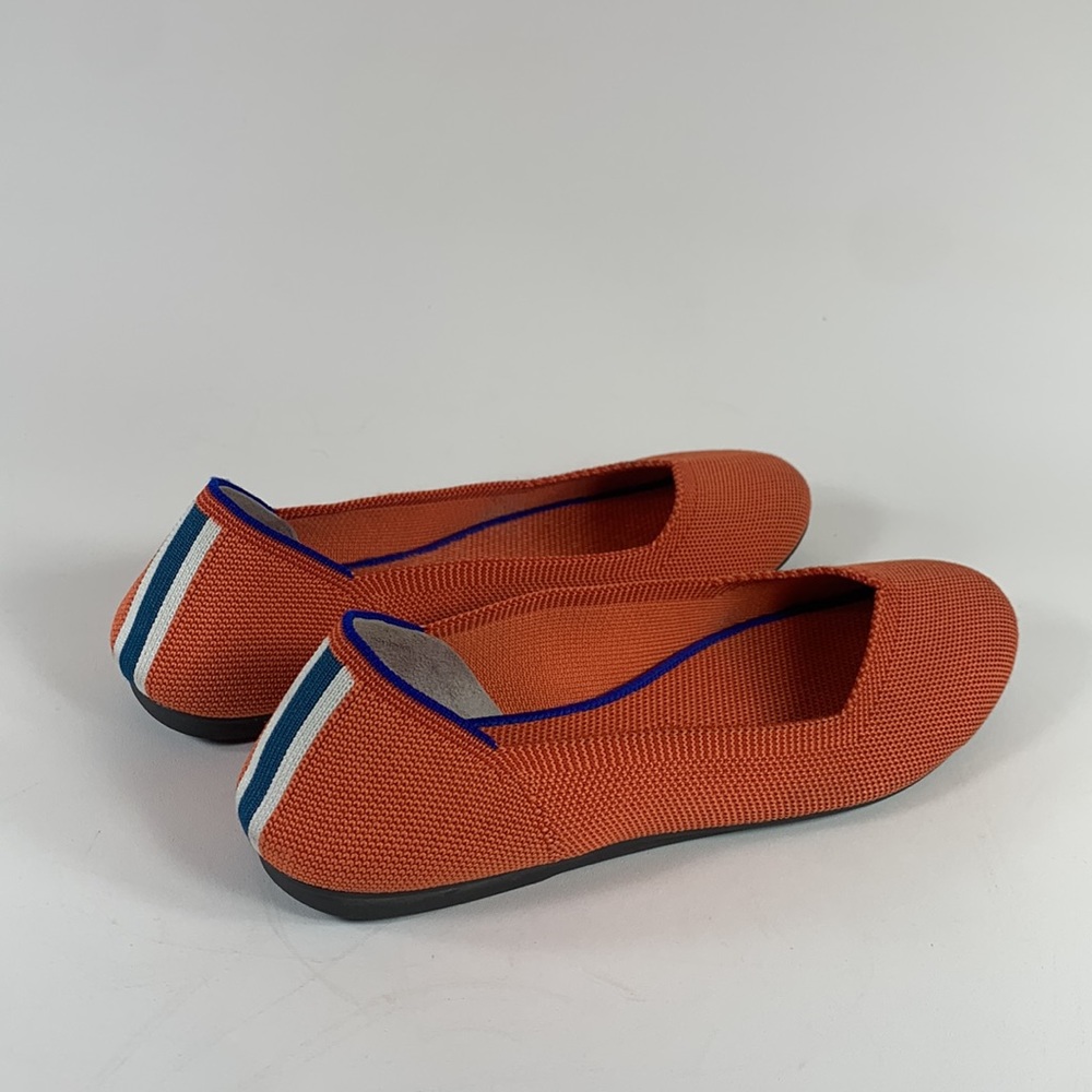 Rothy's Persimmon Marina Stripe Round Toe Ballet Flats, Sz: 8.5